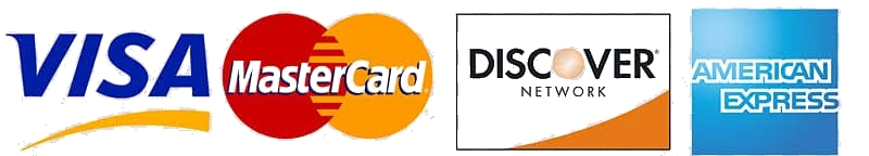 We Accept Visa, MasterCard, Discover, American Express